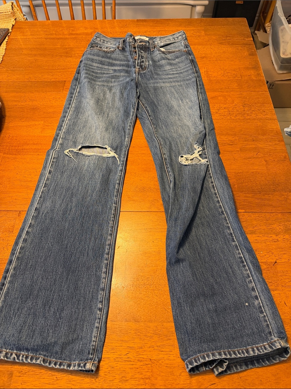 KanCan Distressed Wide Leg Blue Jeans